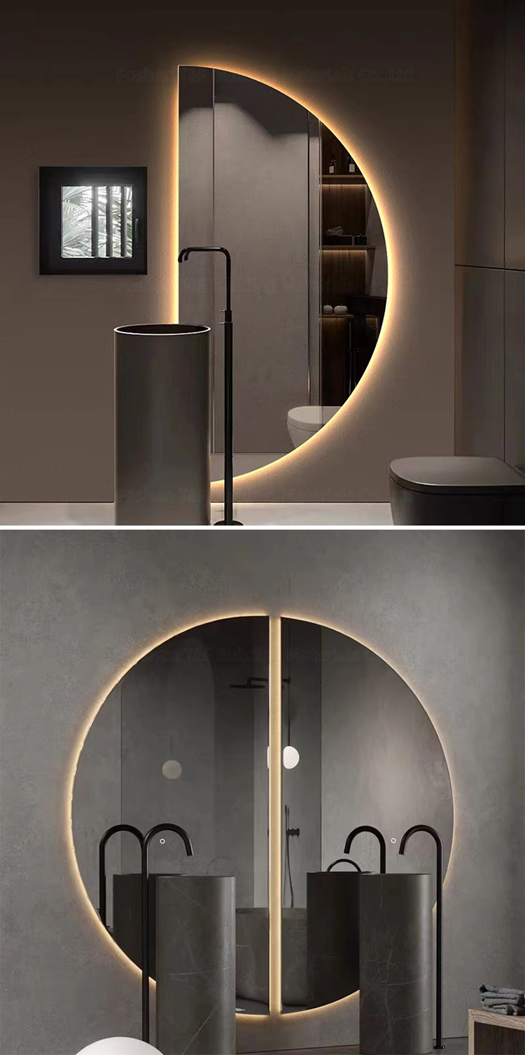 Large Intelligent Half Circle Dome Illuminated Touch Screen Led Bath Smart Mirror for Hotel Bathroom