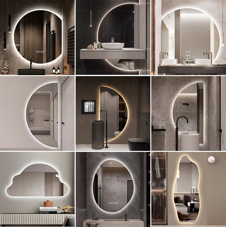 Large Intelligent Half Circle Dome Illuminated Touch Screen Led Bath Smart Mirror for Hotel Bathroom