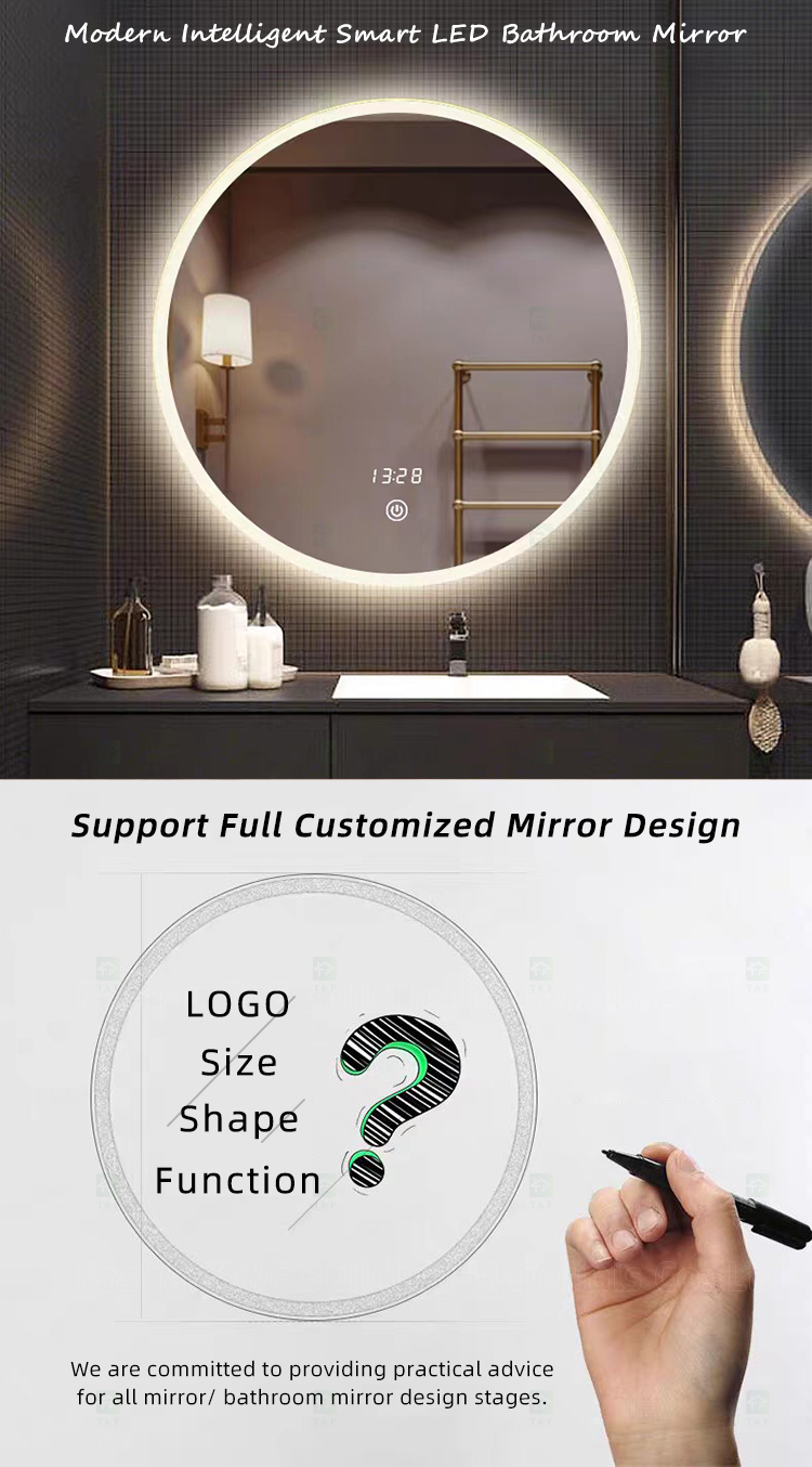 Anti Fog Round Touch Screen Smart Bath Vanity Cabinet Mirror Bathroom Mirror With Led Lights