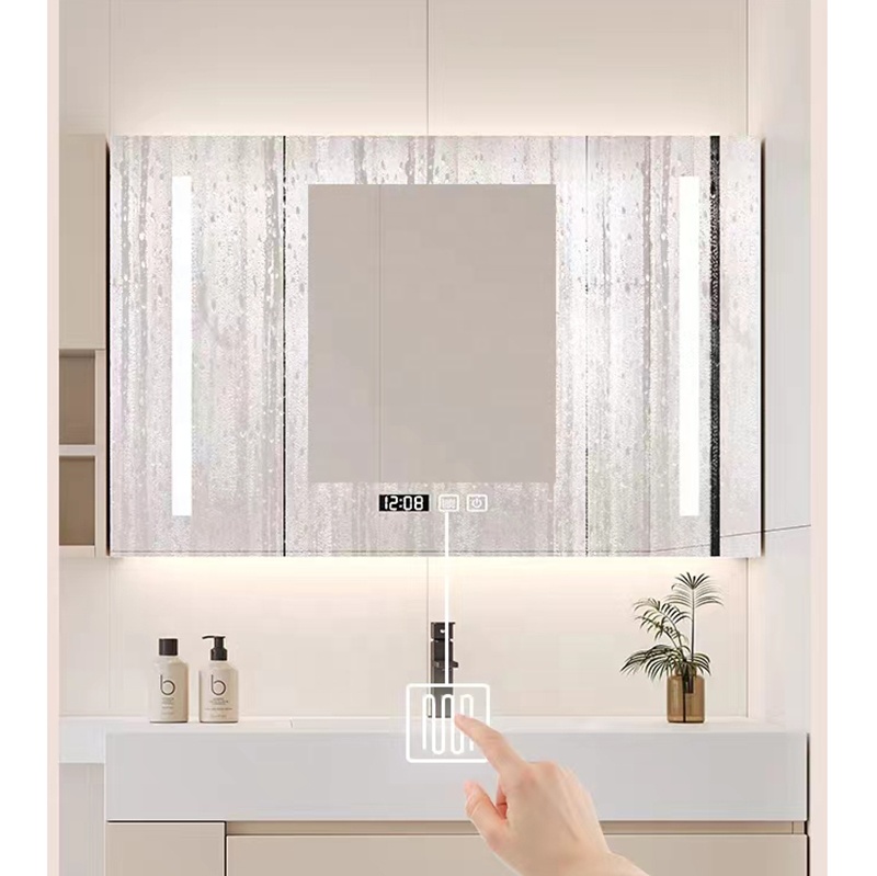 New Cream Design Bath Room Vanity Units Solid Surface Wash Basin Wooden Panel Bathroom Cabinet With Mirror