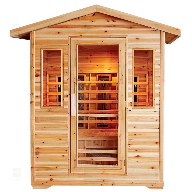 Custom 2 - 5 Personal Cedar Wood Outdoor Garden Finish Infrared Sauna and Steam Room for Sale