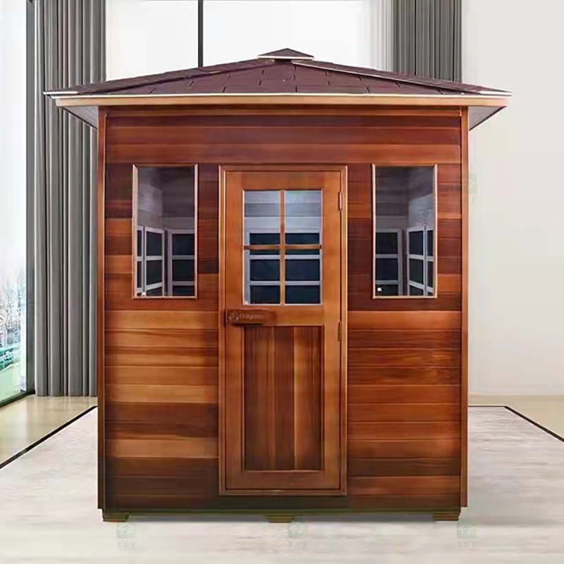 Custom 2 - 5 Personal Cedar Wood Outdoor Garden Finish Infrared Sauna and Steam Room for Sale