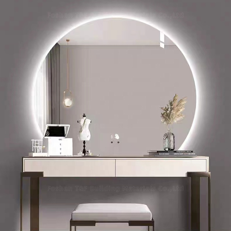Half Round Fogless Smart Touch Screen LED Makeup Cosmetics Barber Table Bathroom Vanity Mirror