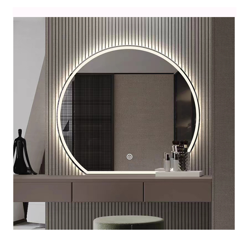 Half Round Fogless Smart Touch Screen LED Makeup Cosmetics Barber Table Bathroom Vanity Mirror