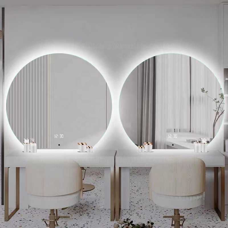 Half Round Fogless Smart Touch Screen LED Makeup Cosmetics Barber Table Bathroom Vanity Mirror