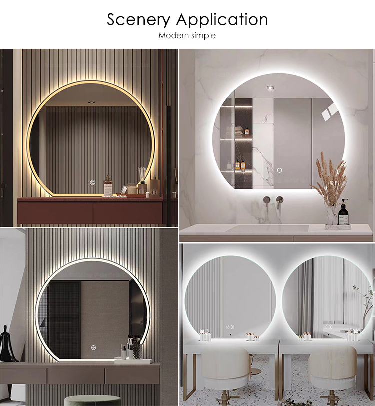 Half Round Fogless Smart Touch Screen LED Makeup Cosmetics Barber Table Bathroom Vanity Mirror