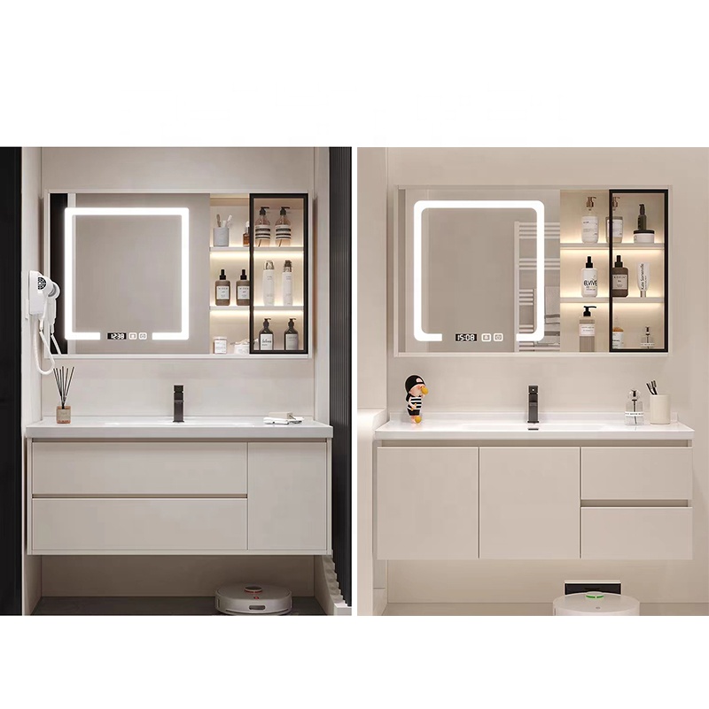 Modern Simple Design Bath Wall Mounted Bathroom Mirrored Vanity Cabinet With Ceramic Sink