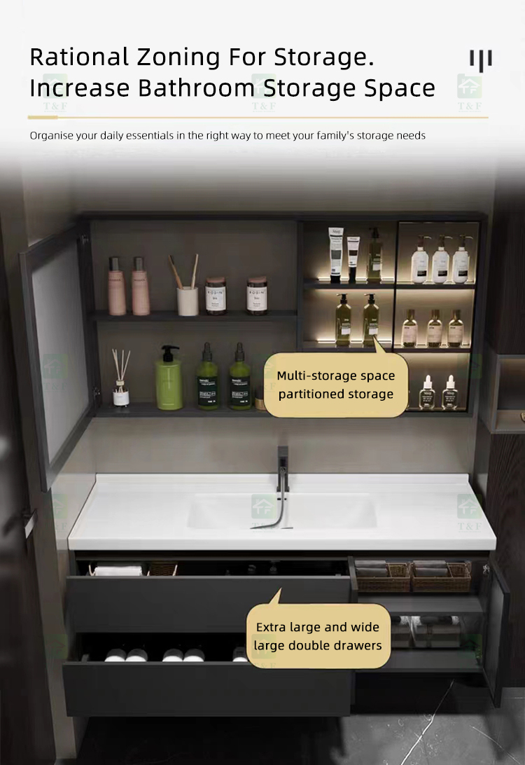 Modern Simple Design Bath Wall Mounted Bathroom Mirrored Vanity Cabinet With Ceramic Sink