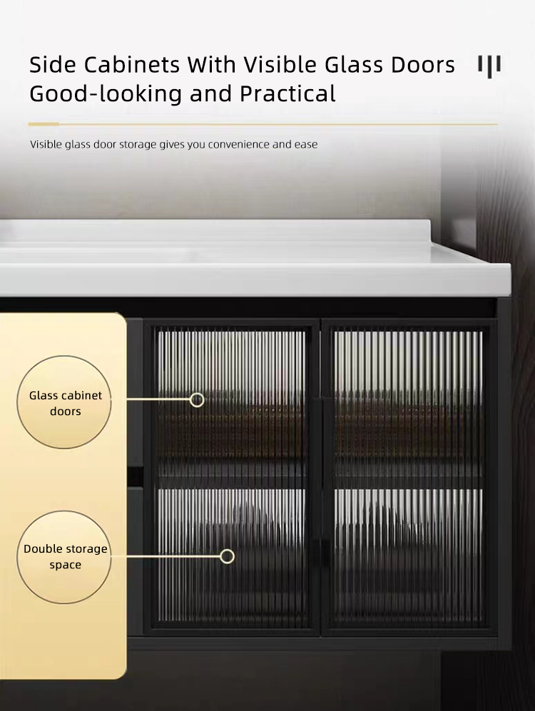Modern Simple Design Bath Wall Mounted Bathroom Mirrored Vanity Cabinet With Ceramic Sink