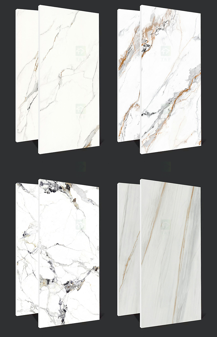 600*1200 750x1500 Gloss Porcelain Polished Glazed Gold Vein White Floor Wall Marble Look Slab Tiles
