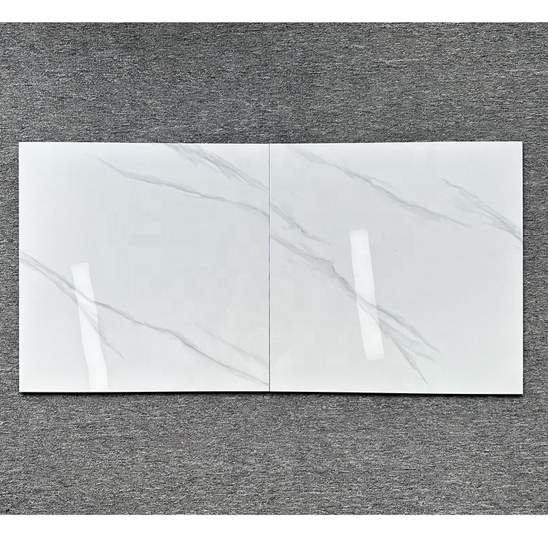 60x60 600x600 Glossy Carrara White Porcelain Piso Porcelanato Marble Floor Tile for the Living Room