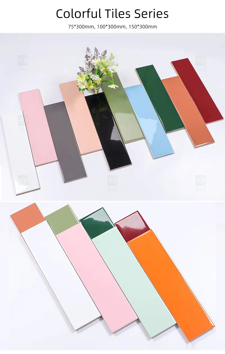 65*200 75*300 100*300 150*300mm Colorful Small Glossy Matt Glaze Handmade Ceramic Wall Tiles