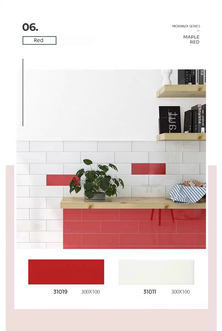 65*200 75*300 100*300 150*300mm Colorful Small Glossy Matt Glaze Handmade Ceramic Wall Tiles