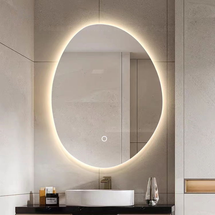 Custom Irregular Shape Intelligent Anti-fog Smart Led Bath Wall Mounting Bathroom Mirror With Light