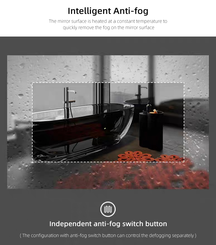 Custom Irregular Shape Intelligent Anti-fog Smart Led Bath Wall Mounting Bathroom Mirror With Light