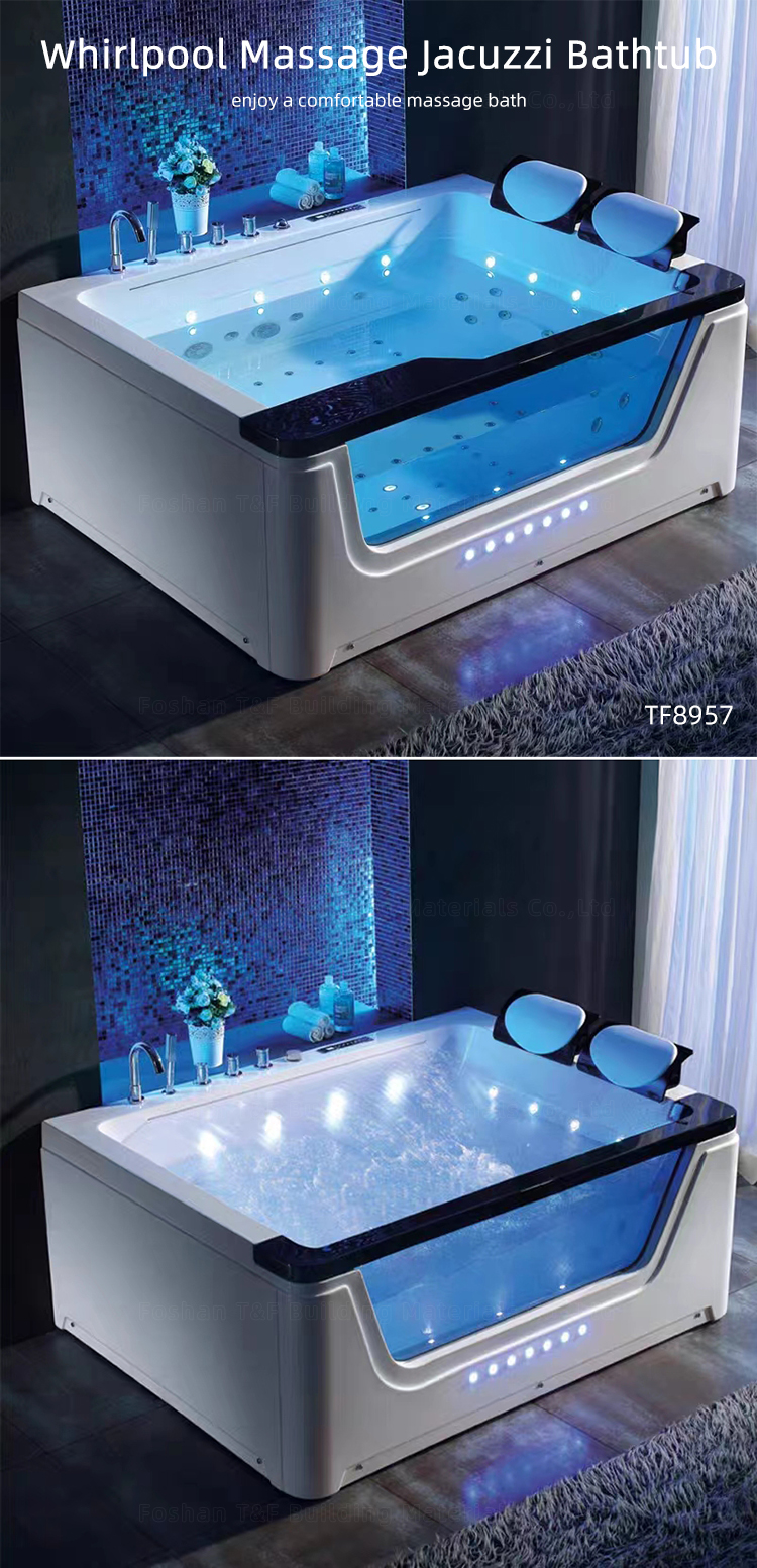 2 Person Luxury Hot Spa Bath Tub Whirlpool Acrylic Freestanding Waterfall Massage Bathtub With Jet