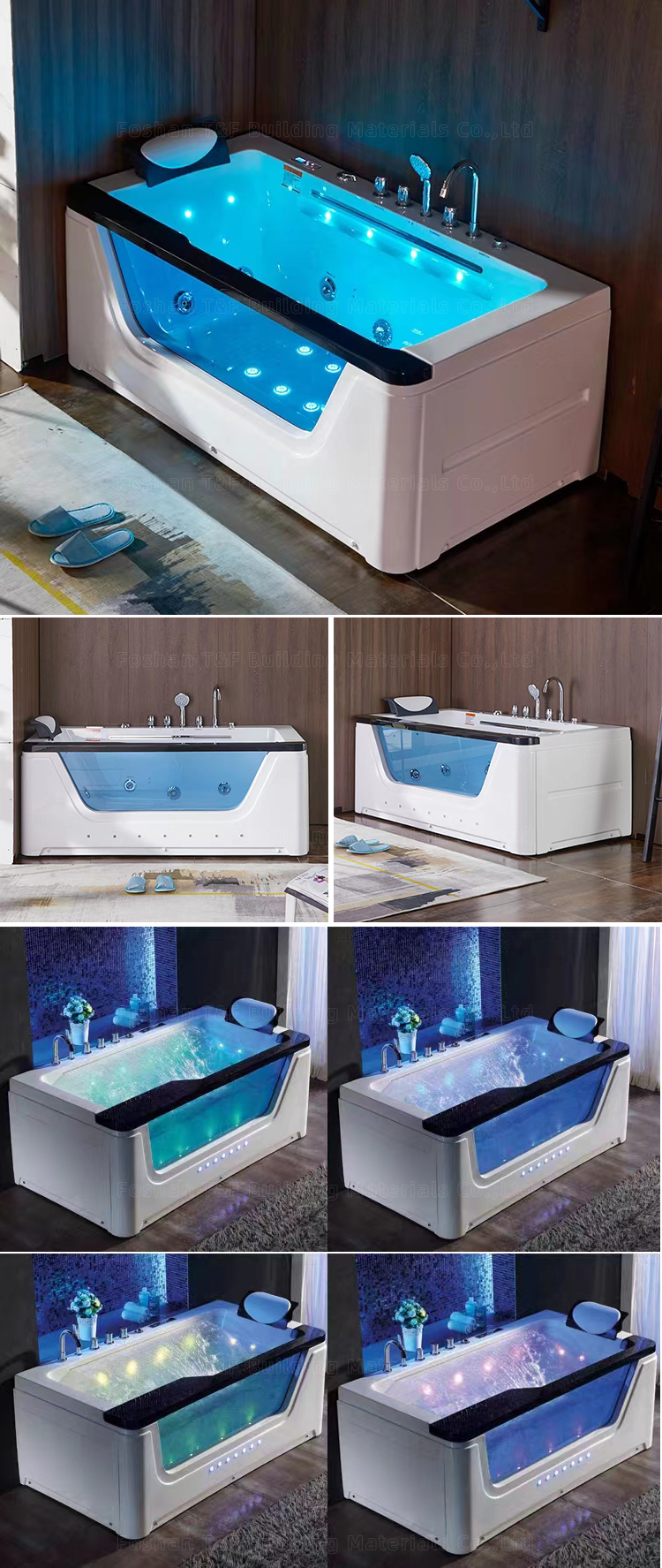2 Person Luxury Hot Spa Bath Tub Whirlpool Acrylic Freestanding Waterfall Massage Bathtub With Jet