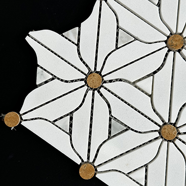 Decorative Flower Patterns White Natural Marble Mosaic Tile for Kitchen Backsplash Wall and Bathroom Floor