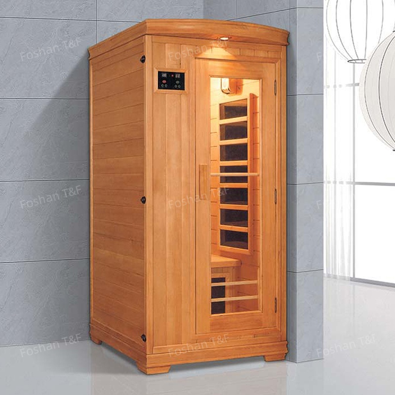 Indoor Full Spectrum Salt Tourmaline Stone Far Infrared Wooden Home Dry Steam Bath Sauna Room