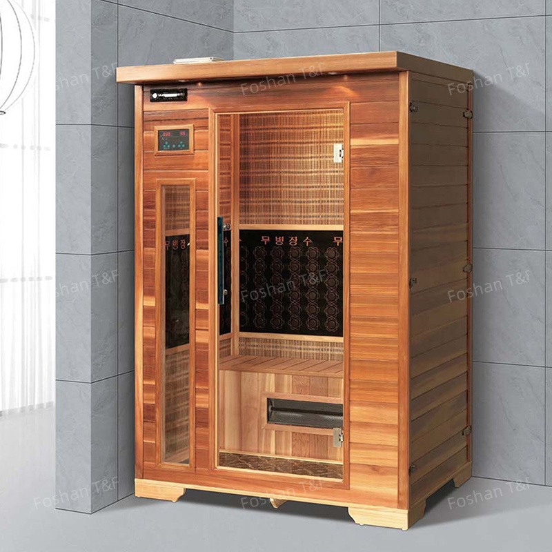 Indoor Full Spectrum Salt Tourmaline Stone Far Infrared Wooden Home Dry Steam Bath Sauna Room
