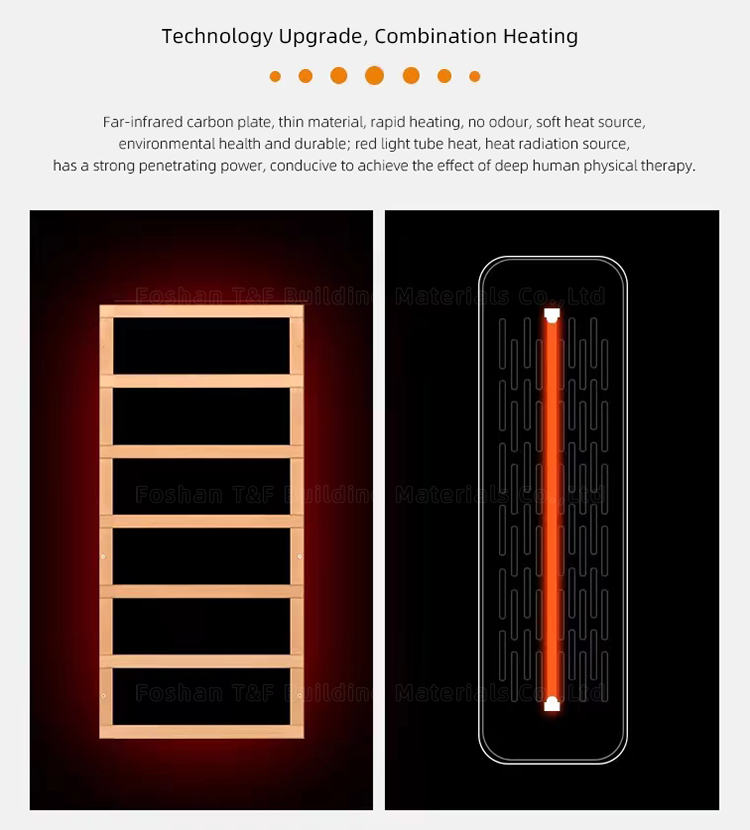 Indoor Full Spectrum Salt Tourmaline Stone Far Infrared Wooden Home Dry Steam Bath Sauna Room
