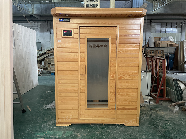 Indoor Full Spectrum Salt Tourmaline Stone Far Infrared Wooden Home Dry Steam Bath Sauna Room