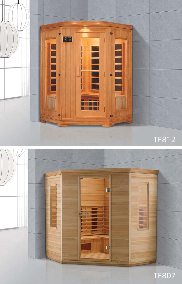 Indoor Full Spectrum Salt Tourmaline Stone Far Infrared Wooden Home Dry Steam Bath Sauna Room