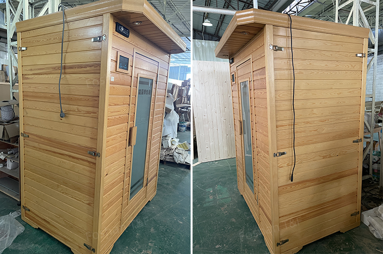 Indoor Full Spectrum Salt Tourmaline Stone Far Infrared Wooden Home Dry Steam Bath Sauna Room