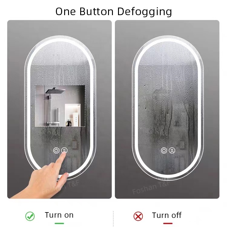 Arch Oval Bathroom Anti Fog Smart Mirror Illuminated Led Vanity Mirror for Hotel Bathroom Project