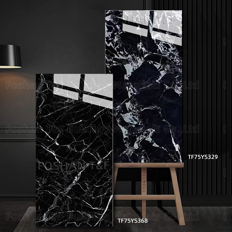 60x60 80x80 60x120 75x150 90x180 Black and Gold White Polished Porcelain Glazed Marble Floor Wall Tiles