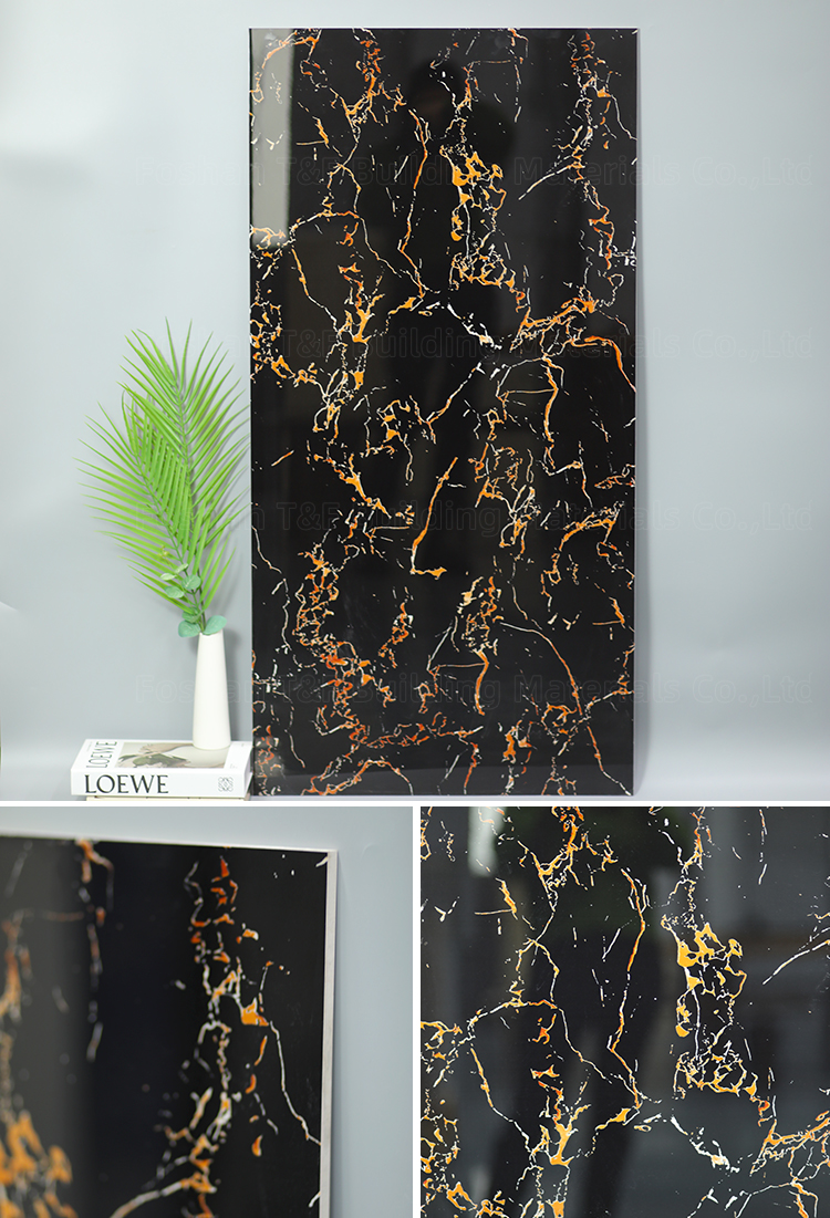 60x60 80x80 60x120 75x150 90x180 Black and Gold White Polished Porcelain Glazed Marble Floor Wall Tiles
