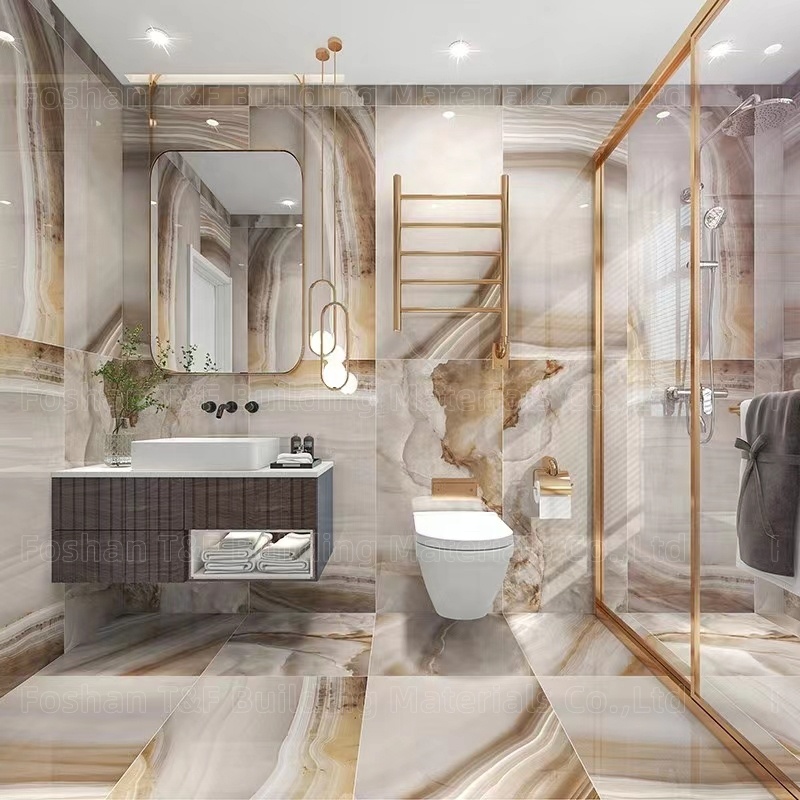 Foshan Porcelanato 60x120 Natural Jade Onyx Marble Stone Look Design Ceramic Floor Glossy Porcelain Tiles