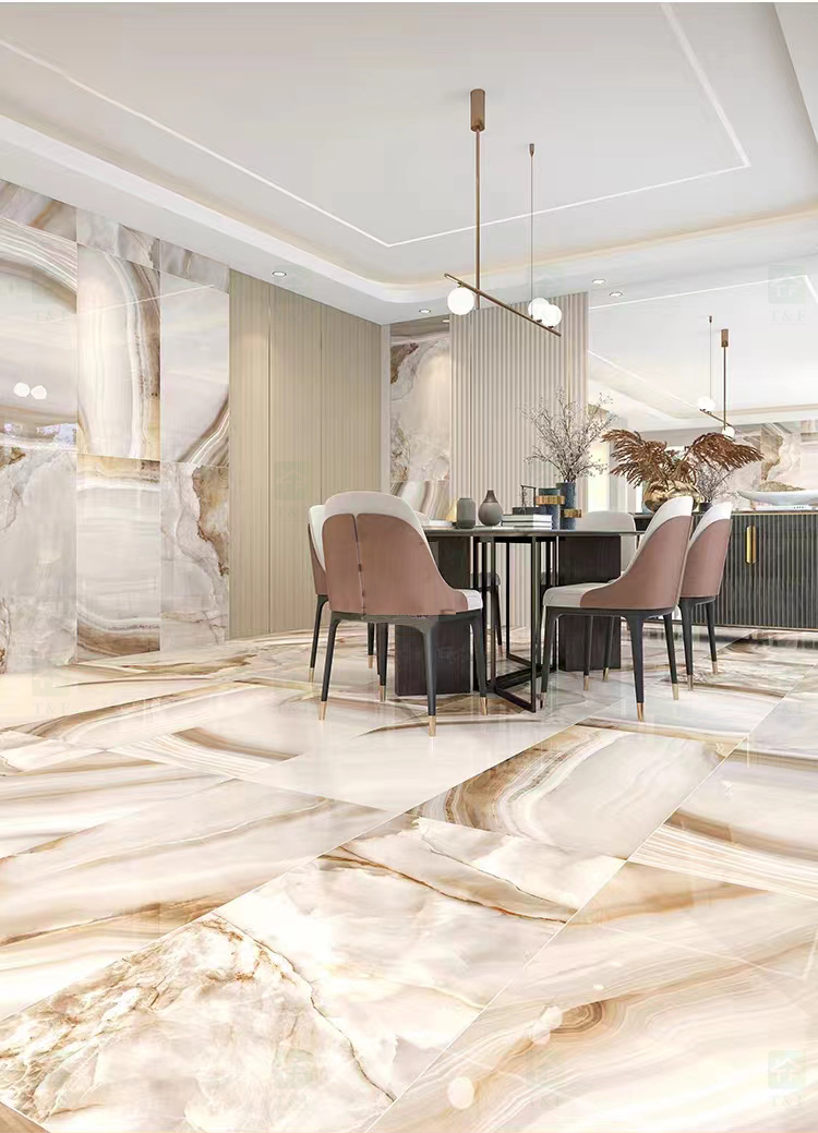 Foshan Porcelanato 60x120 Natural Jade Onyx Marble Stone Look Design Ceramic Floor Glossy Porcelain Tiles