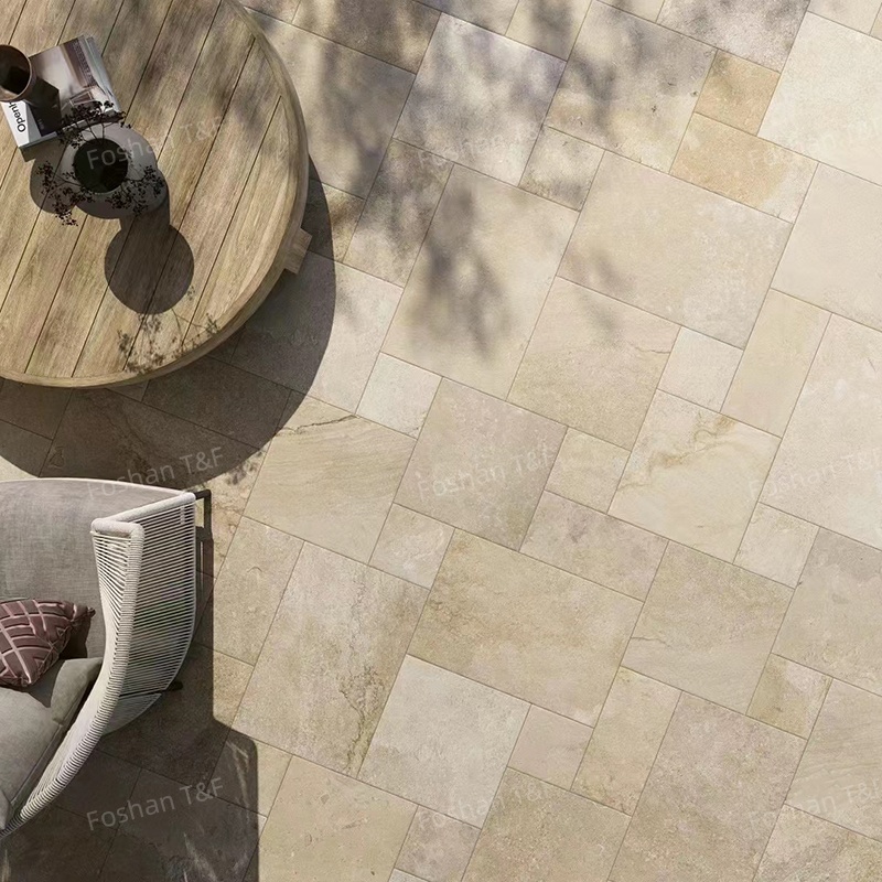 Limestone Tumbled French Pattern Full Body Porcelain Floor Tiles for Indoor and Outdoor