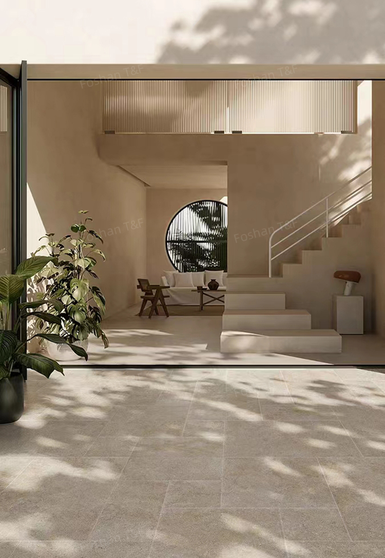 Limestone Tumbled French Pattern Full Body Porcelain Floor Tiles for Indoor and Outdoor
