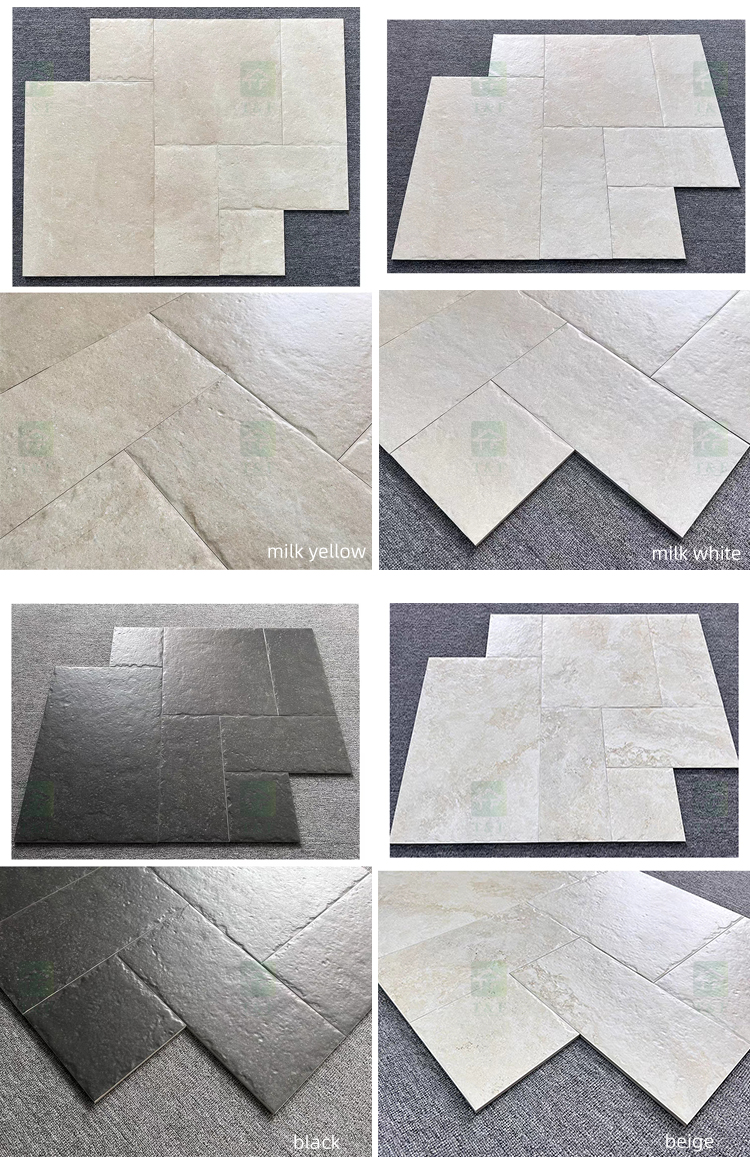 Limestone Tumbled French Pattern Full Body Porcelain Floor Tiles for Indoor and Outdoor