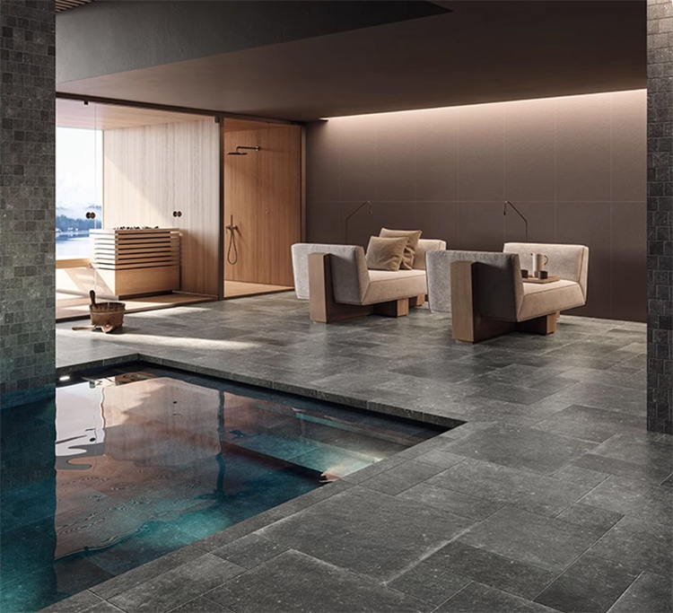 Limestone Tumbled French Pattern Full Body Porcelain Floor Tiles for Indoor and Outdoor