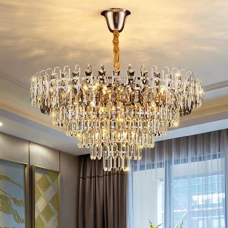 Modern Luxury K9 Crystal Hanging Pendant Light Ceiling Chandelier for Home Living Room Hotel Lighting
