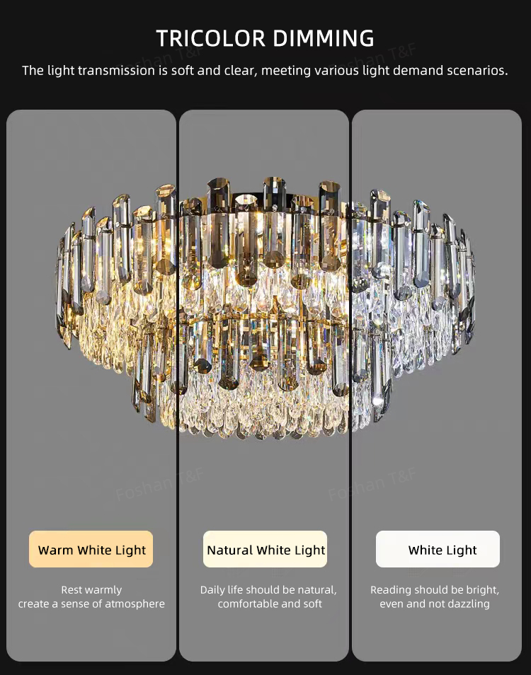 Modern Luxury K9 Crystal Hanging Pendant Light Ceiling Chandelier for Home Living Room Hotel Lighting