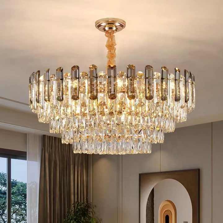 Modern Luxury K9 Crystal Hanging Pendant Light Ceiling Chandelier for Home Living Room Hotel Lighting