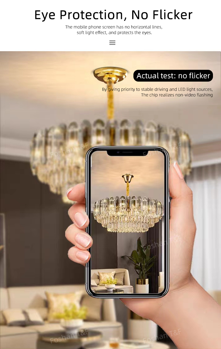Modern Luxury K9 Crystal Hanging Pendant Light Ceiling Chandelier for Home Living Room Hotel Lighting