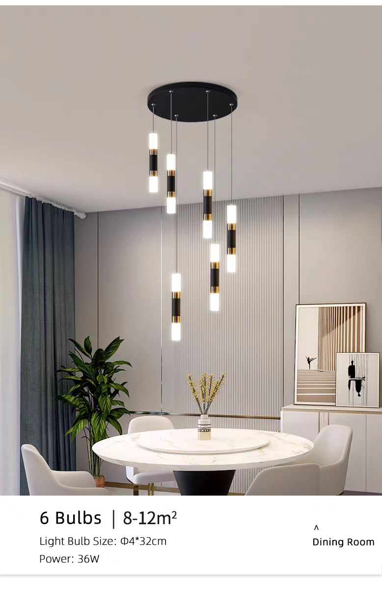 Modern Black Gold Spiral Staircase Ceiling Chandelier Indoor Hanging LED Foyer Pendant Lamp for Home