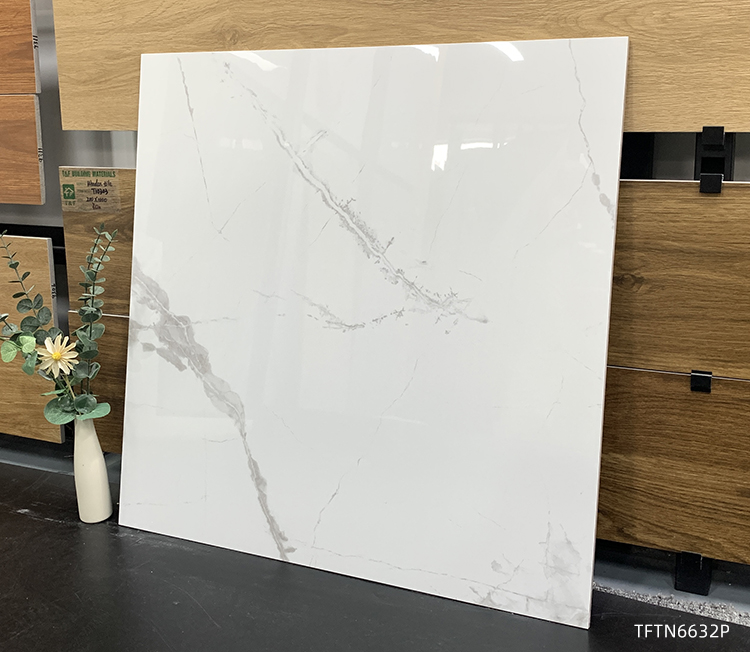 China 600x600mm Glossy White Marble Porcelain Floor Tiles Polished Glazed Finish for Bathroom and Interior Wall