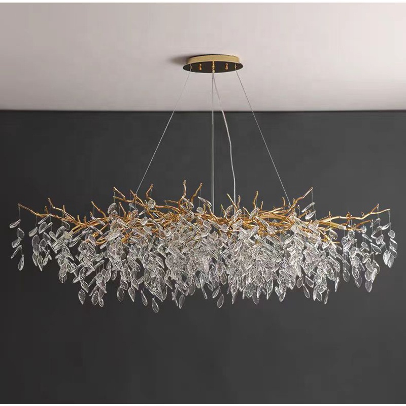 Home Creative Branch Hanging Pendant Ceiling Light Crystal Chandelier for Living Room and Dining Room