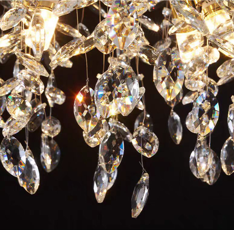 Home Creative Branch Hanging Pendant Ceiling Light Crystal Chandelier for Living Room and Dining Room
