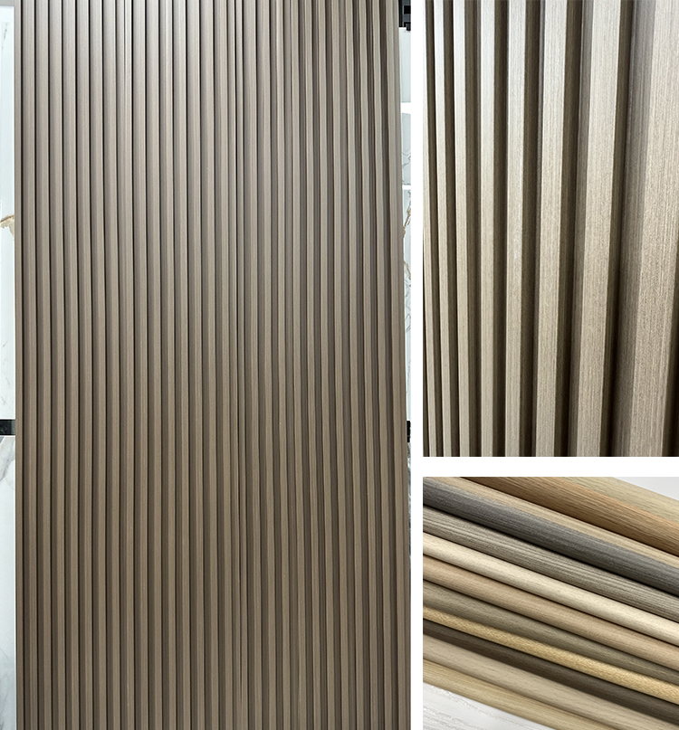 Interior 3D TV Background Decorative Fluted PVC Cladding Boards Plastic Composite Laminated WPC Wall Panels