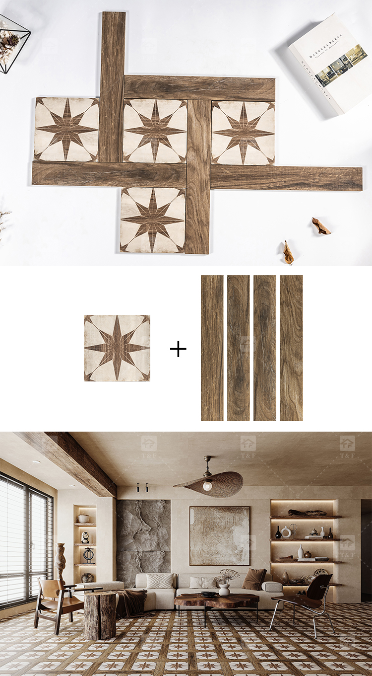New Arrival French Vintage Mixed Pattern Porcelain Floor Tiles for Bathroom Kitchen Backsplash Wall Living Room