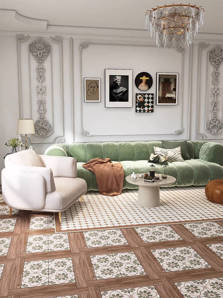 Full Body 600*600 Interior Wooden Flower Pattern Porcelain 60 by 60 Matte Glazed Rustic Floor Tiles for Living Room