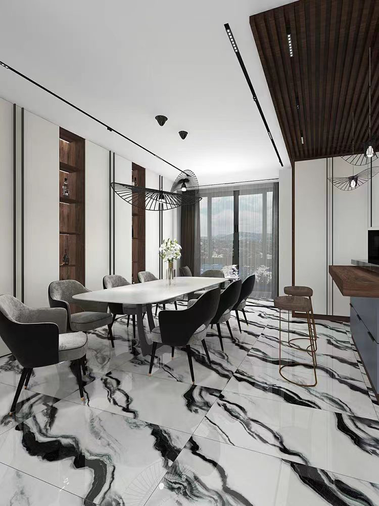 Modern Luxury 600x1200 Panda White Marble Stone Look Polished Glazed Slab Carreaux Mabre Wall Floor Tiles