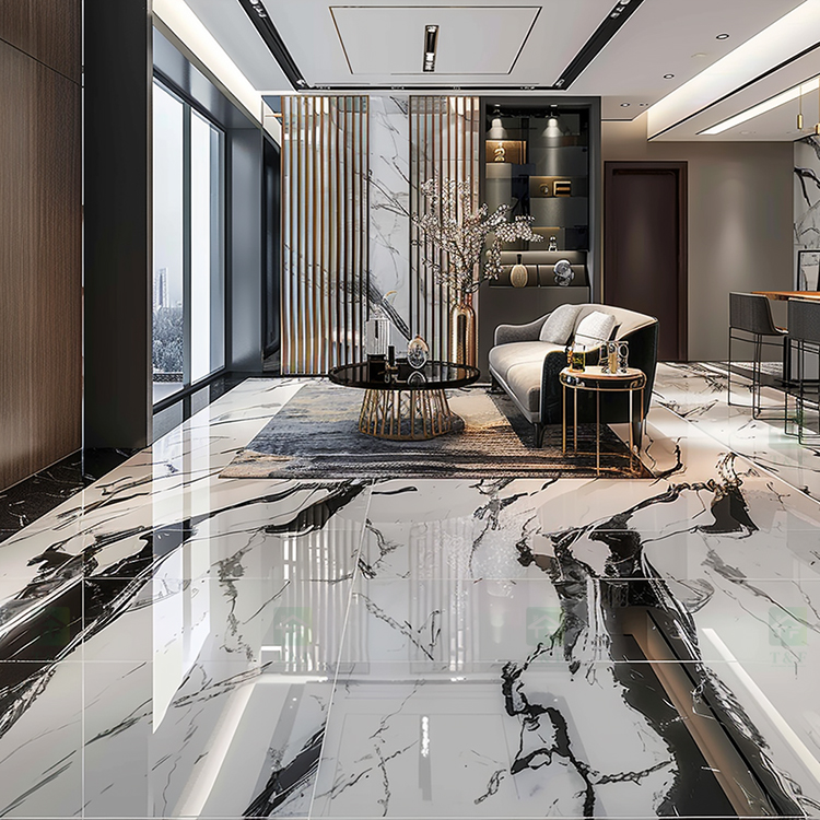 Modern Luxury 600x1200 Panda White Marble Stone Look Polished Glazed Slab Carreaux Mabre Wall Floor Tiles